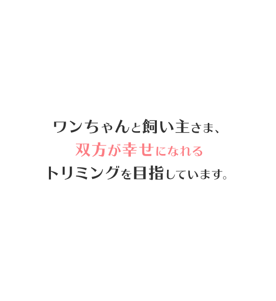 ワンちゃんと飼い主さま、双方が幸せになれるトリミングを目指しています。